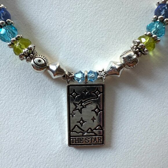 Handmade Necklace Sterling Silver Tarot Charms & *YOU CHOOSE COLORS* Glass Beads - Picture 3 of 10